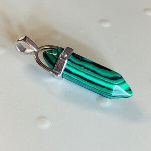 Faux Malachite Pendant for Necklace Green Silver Color Fashion Jewelry Unisex